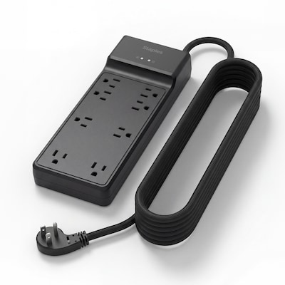 Staples TECH 8-Outlet Surge Protector, 12, 4500 Joules, Black (ST62782)
