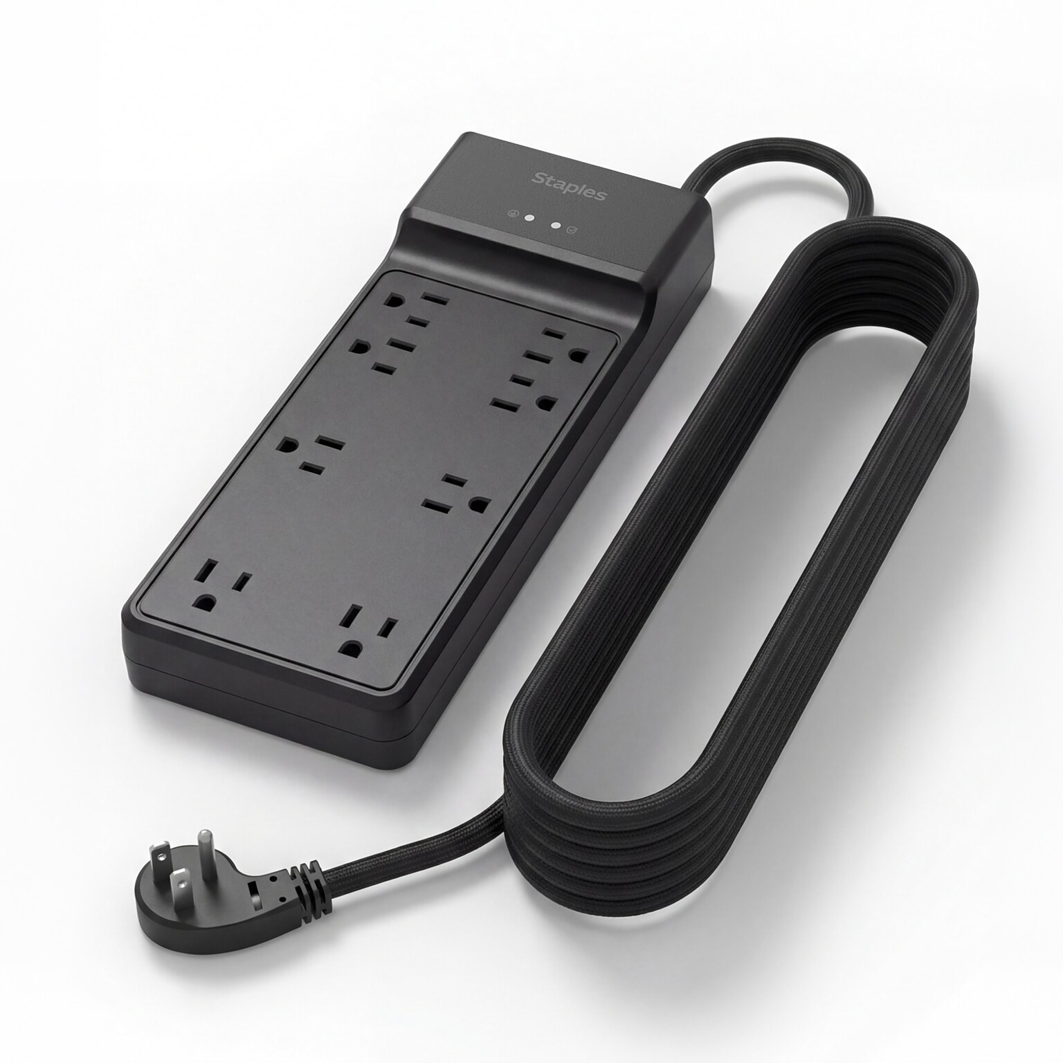 Staples TECH 8-Outlet Surge Protector, 12, 4500 Joules, Black (ST62782)