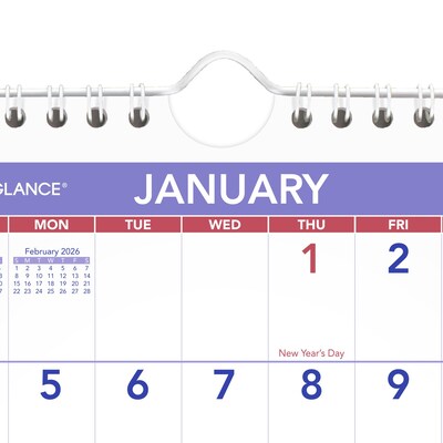 2026 AT-A-GLANCE 6.5" x 7.5" Monthly Wall Calendar, White/Purple (PM5-28-26)