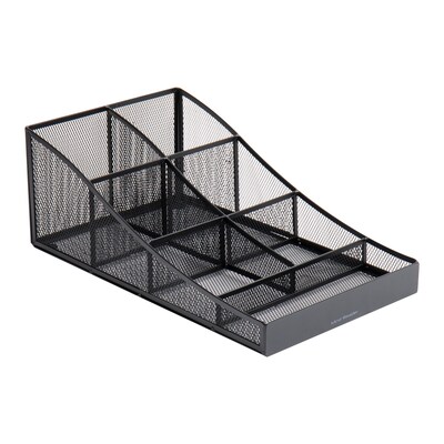 Mind Reader 7-Compartment Metal Coffee Cup and Condiment Organizer, Black (COMP7MESH-BLK)