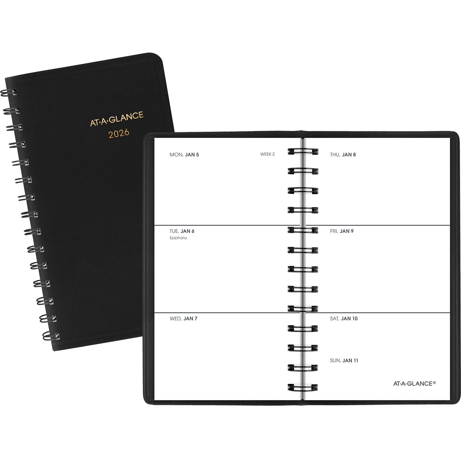 2026 AT-A-GLANCE 2.5 x 4.5 Weekly Planner, Faux Leather Cover, Black (70-035-05-26)