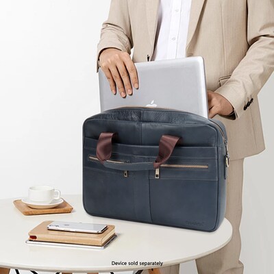 SaharaCase Leather Briefcase, Laptop Compatible, Oxford Blue (LT00084)