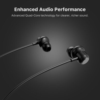 Neckband Wireless Earbuds 10 mm Drivers 20 Hour Playtime IPX5 Sweat-Resistant Black