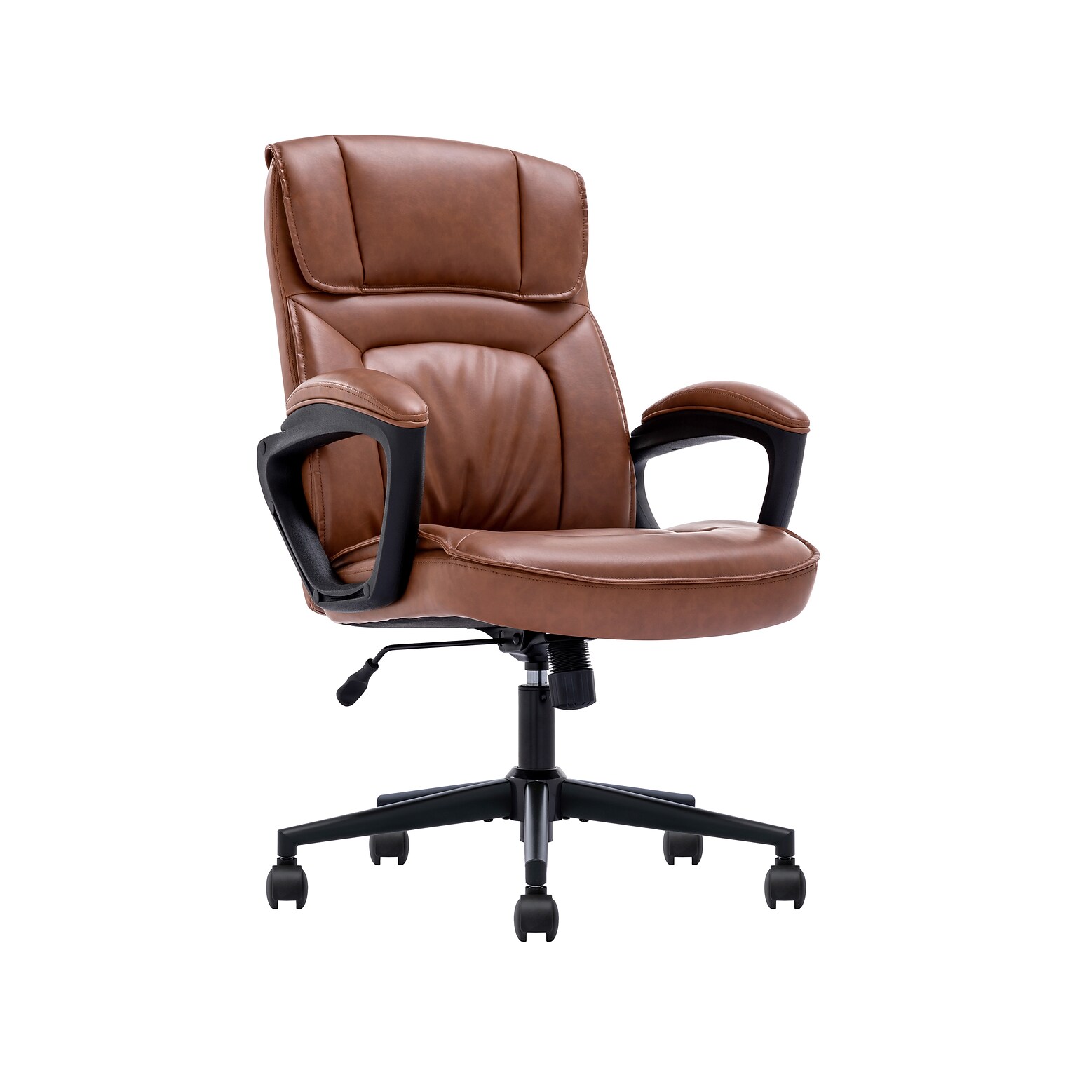 Serta Hannah I Ergonomic Bonded Leather Swivel Executive Chair, Cognac (43670H)