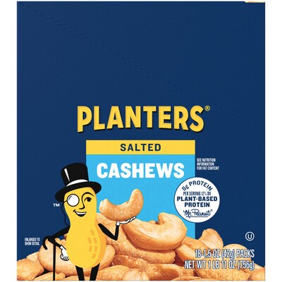 Planters Salted Cashews, 1.5 oz., 18 Bags/Pack (209-00626)