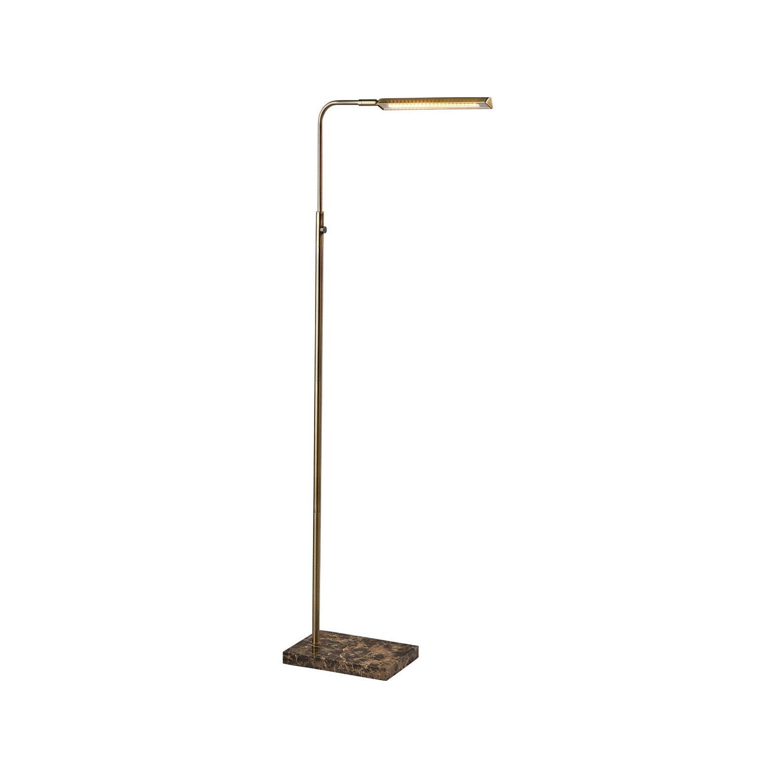 Adesso Reader 54.25 Antique Brass Floor Lamp with Rectangular Shade (3558-21)