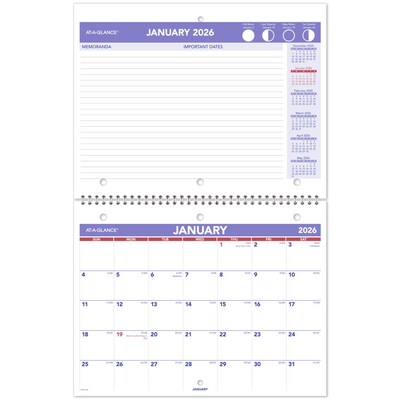 2026 AT-A-GLANCE 11 x 8.5 Monthly Wall Calendar, White/Purple (PM170-28-26)
