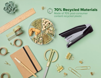 Bostitch Desktop Stapler with 70% Post Consumer Recycled Content, 20-Sheet Capacity, Staples Included, Black/Gray