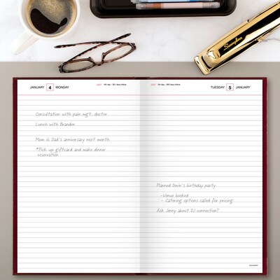 2027 AT-A-GLANCE Hardcover Diary, 7.75" x 12", Ruled, Red (SD376-13-27)