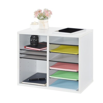 AdirOffice 500 Series 12-Compartment Literature Organizers, 20" x 11.8", White, 2/Pack (500-12-WHI-2PK)