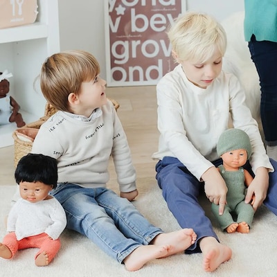 MINILAND Clothes for 15" Dolls, Knitted Outfit Overall & Beanie Hat (MLE31689)