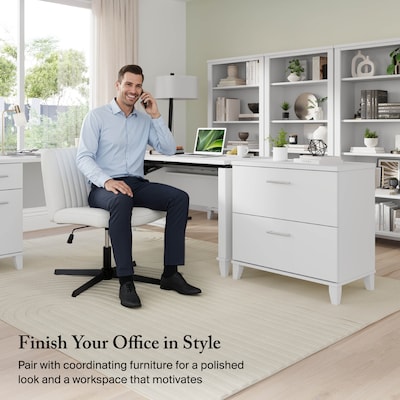 Bush Furniture Somerset 72"W 3 Position Sit to Stand L Shaped Desk, White (SET014WH)
