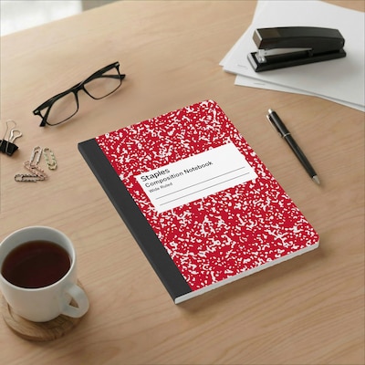 Staples 1-Subject Composition Notebook, 7.5" x 9.75", Wide Ruled, 100 Sheets, Color chosen at random (ST55077C)
