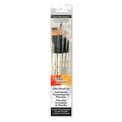 Daler-Rowney Simply Simmons Watercolor Synthetic Brushes, 4/Set, 2 Sets/Bundle (DRWD255400009-2)
