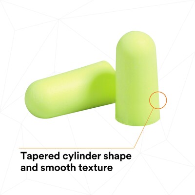 3M E-A-Rsoft Uncorded Earplugs, 33 dB, Neon Yellow, 200/Pack (MMM312-1250)
