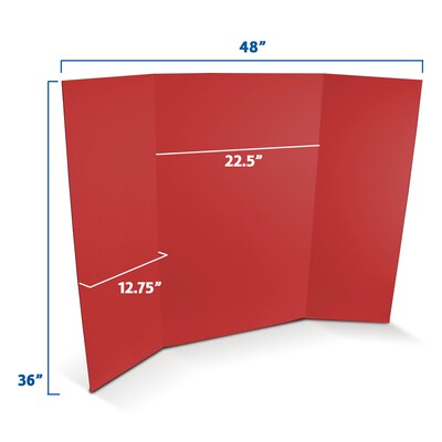 Flipside Tri-Fold Presentation Board, 36" x 48", Corrugated, Assorted Colors, 10/Pack (30045-10)