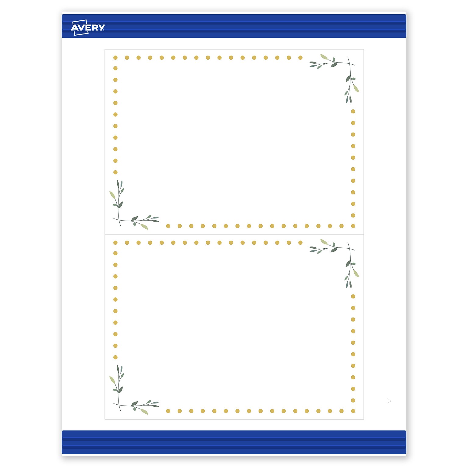 Avery Gold Dots with Green Florals Matte Blank Card, White, 20/Pack (S00-DND)