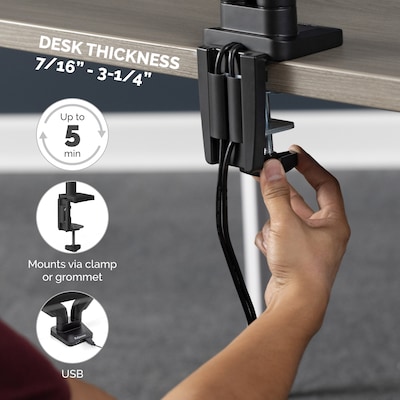 Fellowes Platinum Series Adjustable Dual Arms, Up to 32" Monitor, Black (8042501)