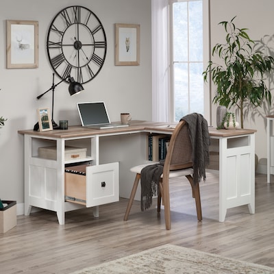 Sauder August Hill 59"W L-Shaped Home Office Desk, Soft White (430758)