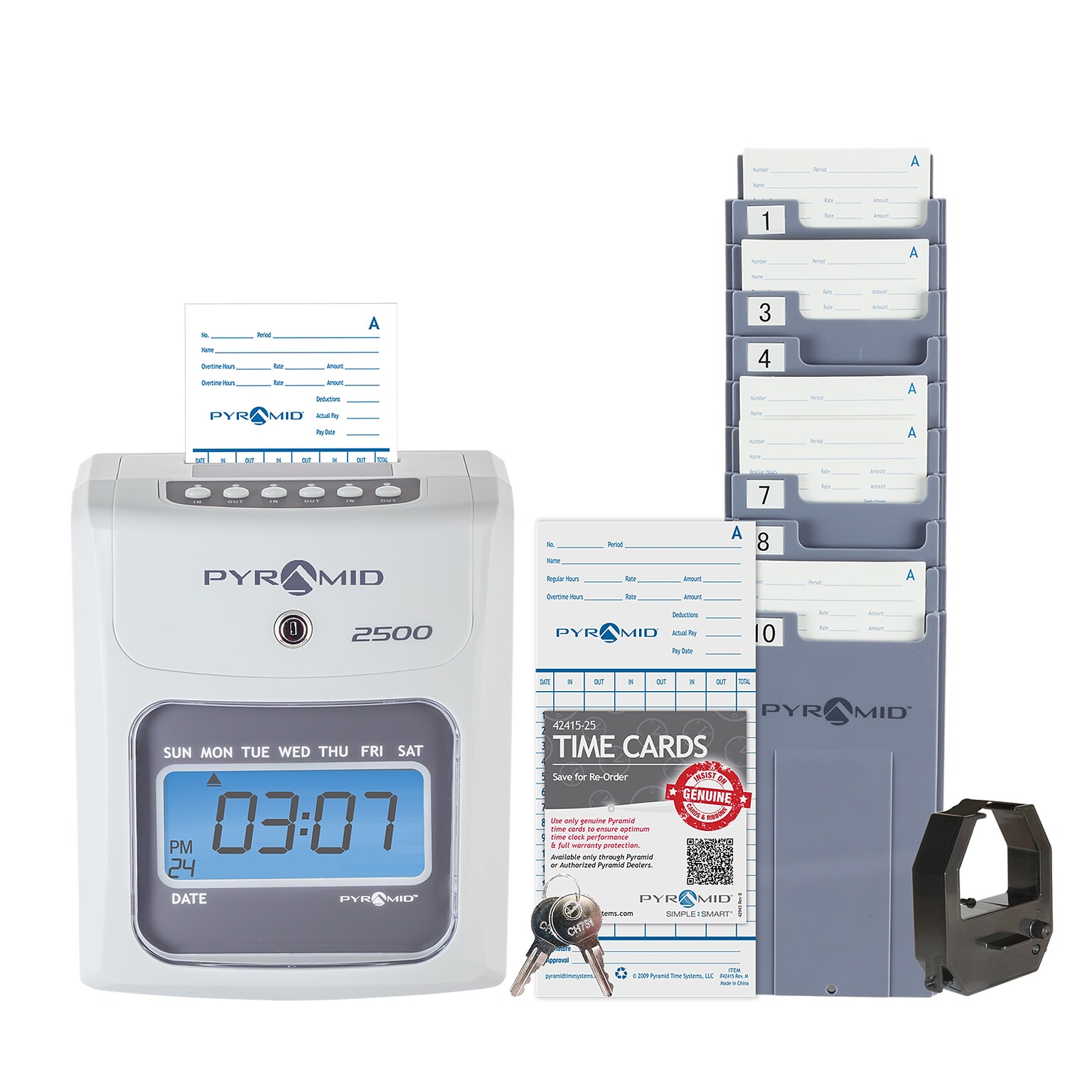 Pyramid Time Systems 2500 Auto Aligning Time Clock, Ivory (2500)