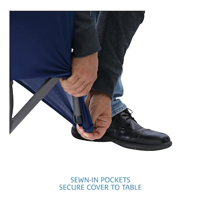 Iceberg 72"L x 30"W Stretch-Fabric Table Cover, Blue (16526)