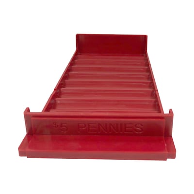 CONTROLTEK Plastic Coin Trays for Pennies, Red, 4/Pack (5605604PK)