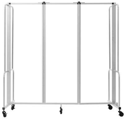 National Public Seating Robo Series 3-Panel Folding Mobile Room Divider, 72"H x 72"W, Clear Acrylic (RDG6-3CA)