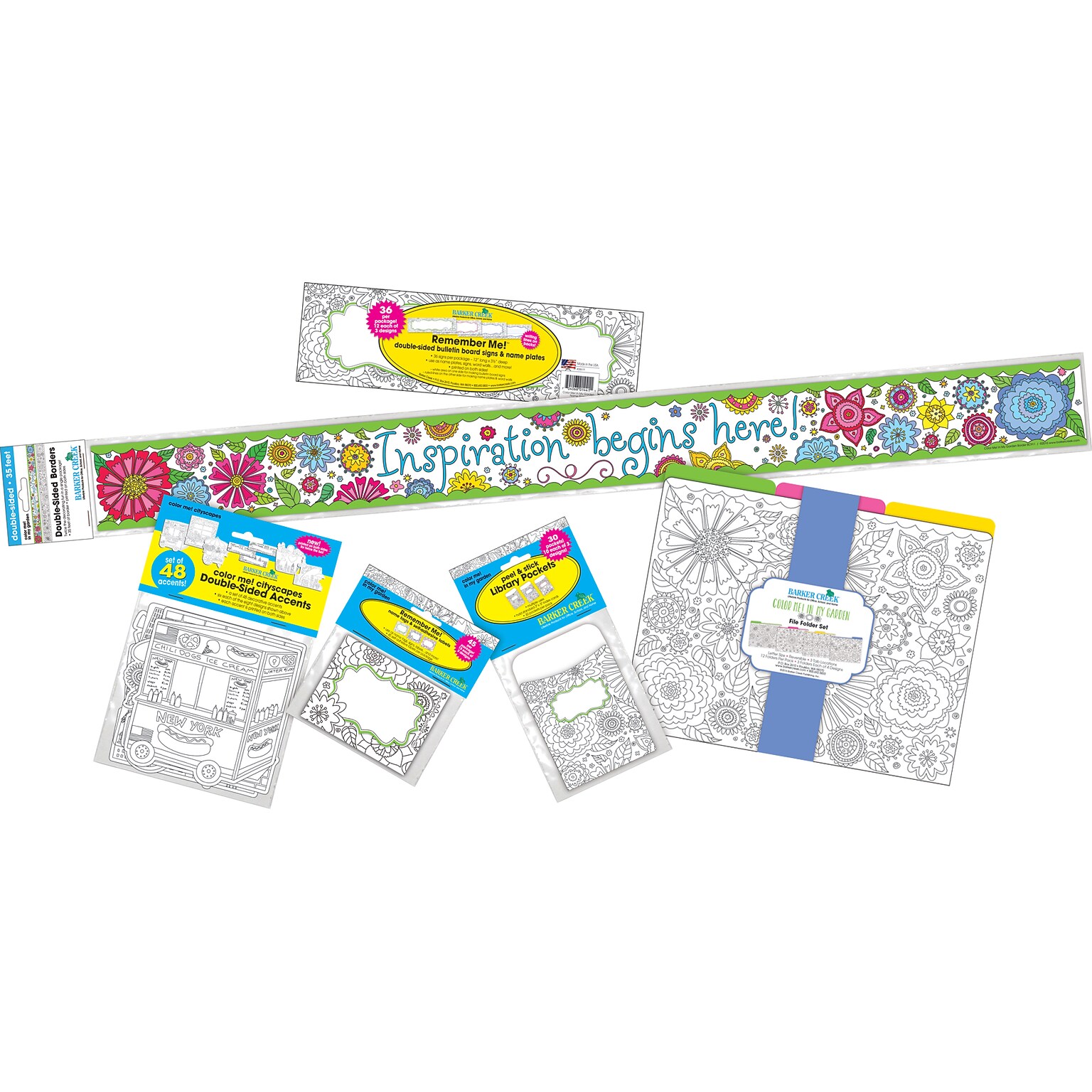 Barker Creek Color Me! In My Garden All Inclusive Bulletin Board Set, 171 Pieces/Set (BC3727)