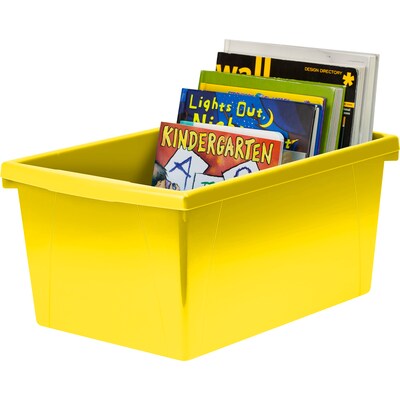 Storex Plastic Medium Classroom Storage Bin, 16.75"x 11.87"x 8.28", Yellow, Pack of 2 (STX61484U06C-2)