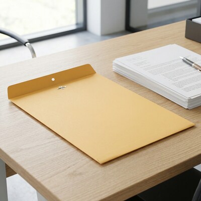 Staples Clasp & Moistenable Glue #10 Kraft Catalog Envelopes, 9"L x 12"H, Brown, 12/Pack (19004/594412)