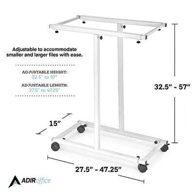 AdirOffice Blueprint Steel Vertical Plan Center Large File Storage Cart, White (614-WHI-KIT1)