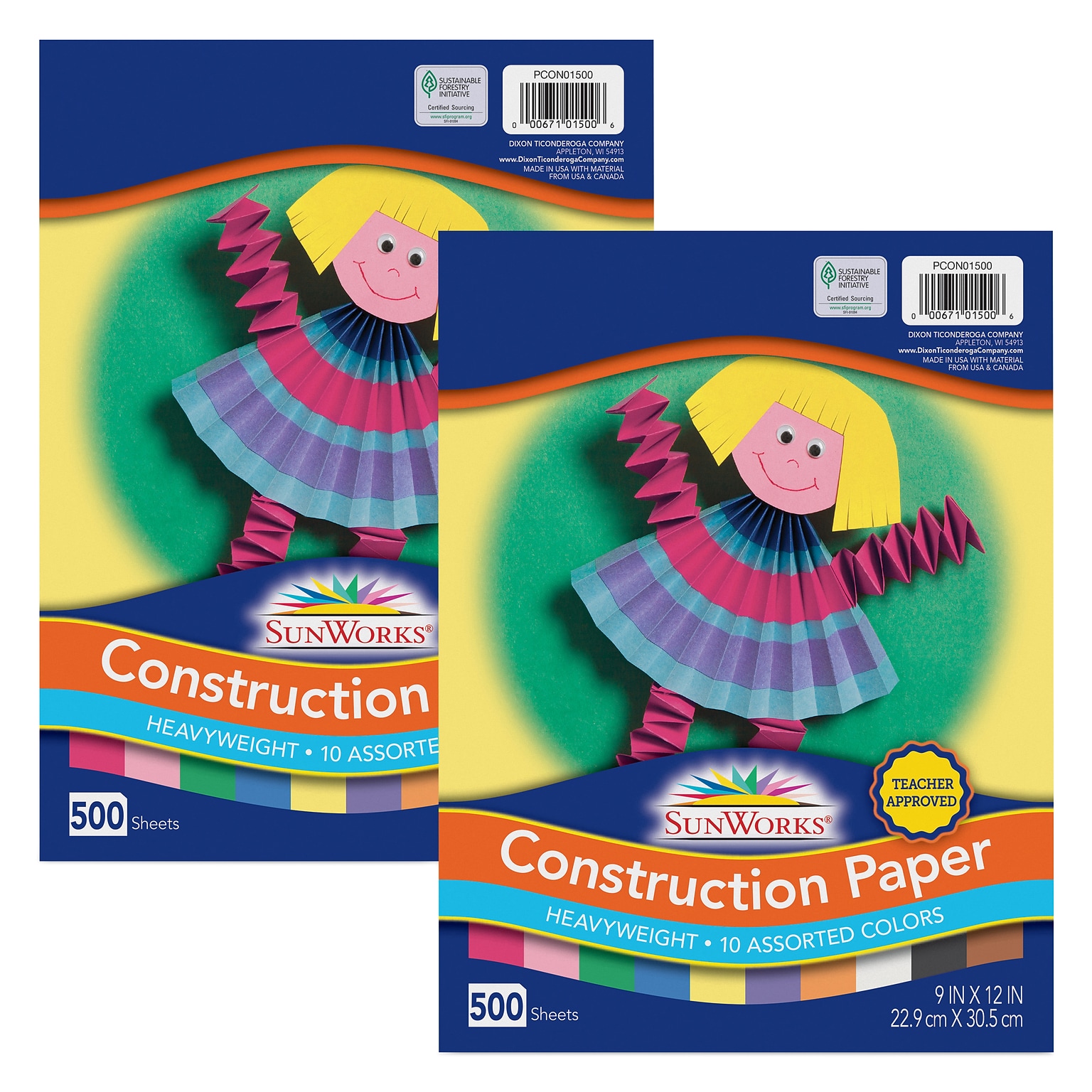 Prang 9 x 12 Construction Paper, Assorted Colors, 500 Sheets/Pack, 2 Pack