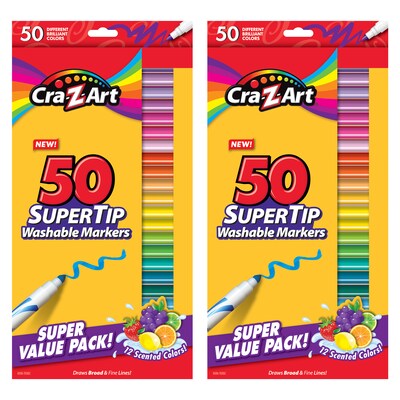 Cra-Z-Art® Washable Super Tip Markers, 50 Assorted Colors 12 Scented, 2 Packs (CZA01328WM14-2)