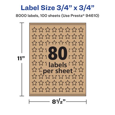 Avery Laser/Inkjet Burst Multipurpose Labels, .75" x .75", Kraft Brown, 8000 Labels/Box ( 94610)