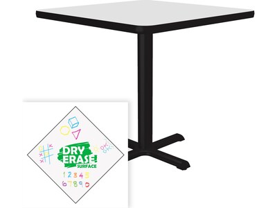 Correll Square-Shaped Dry-Erase Markerboard Cafe Table, 30" x 30", Frosty White/Black (BXT30DES-80)