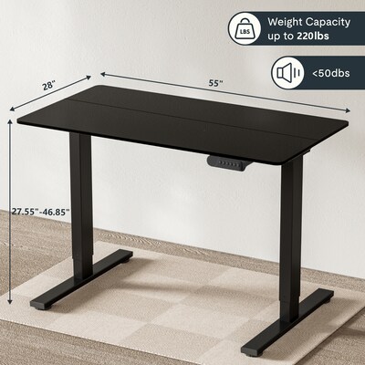 FlexiSpot ET2 55"W Electric Rectangular Adjustable Standing Desk, Black