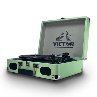 Victor Metro Plus Bluetooth Suitcase Turntable 3-Speed Vinyl Record Player with Speakers, Mint (VSRP-850B-MT)