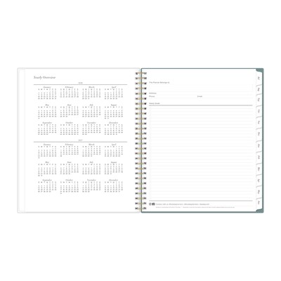 2026-2027 Blue Sky Vineyard 8" x 10" Academic Year Daily & Monthly Planner, Plastic Cover, Green/Pink (157559)