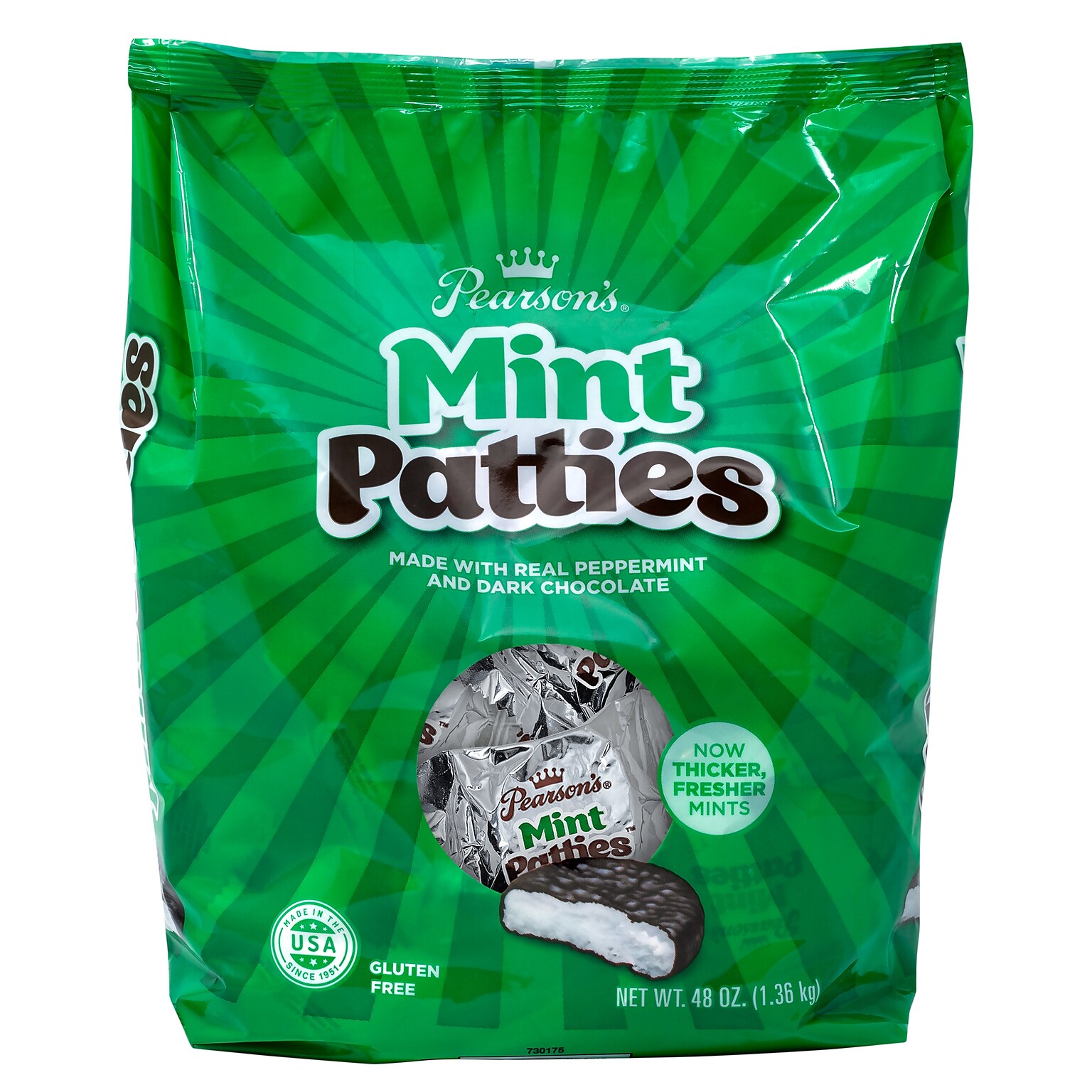 Pearsons Patties Dark Chocolate Mint Candy Bar, 3 lbs., 175/Carton (209-00558)