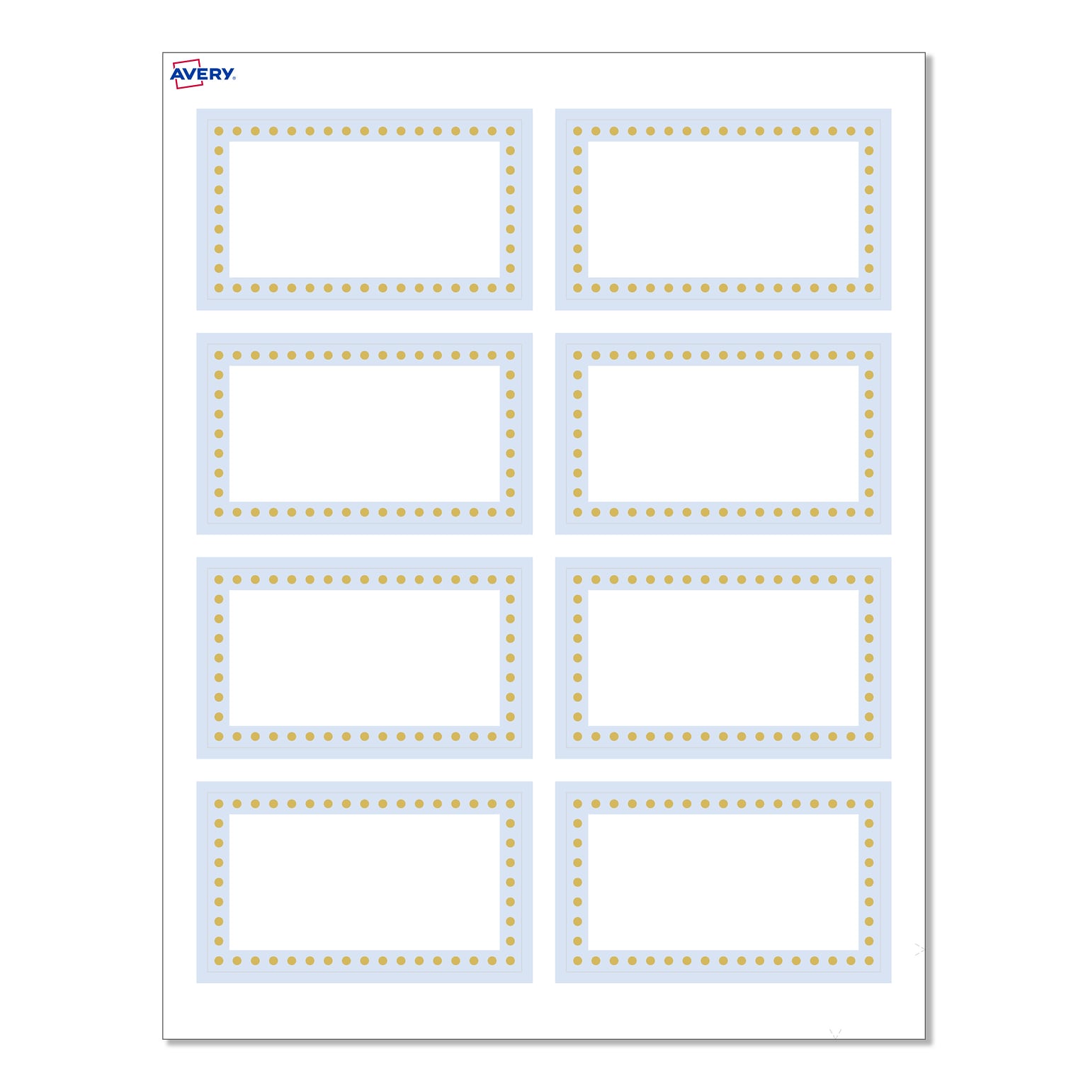 Avery Blue Border w/ Gold Dots Matte Blank Card, White, 80/Pack (S00-D2J)