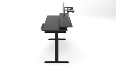 VersaDesk PowerLift Split-Level 72"W Electric Rectangular Adjustable Standing Desk, Black (PL2SD7230-BB)