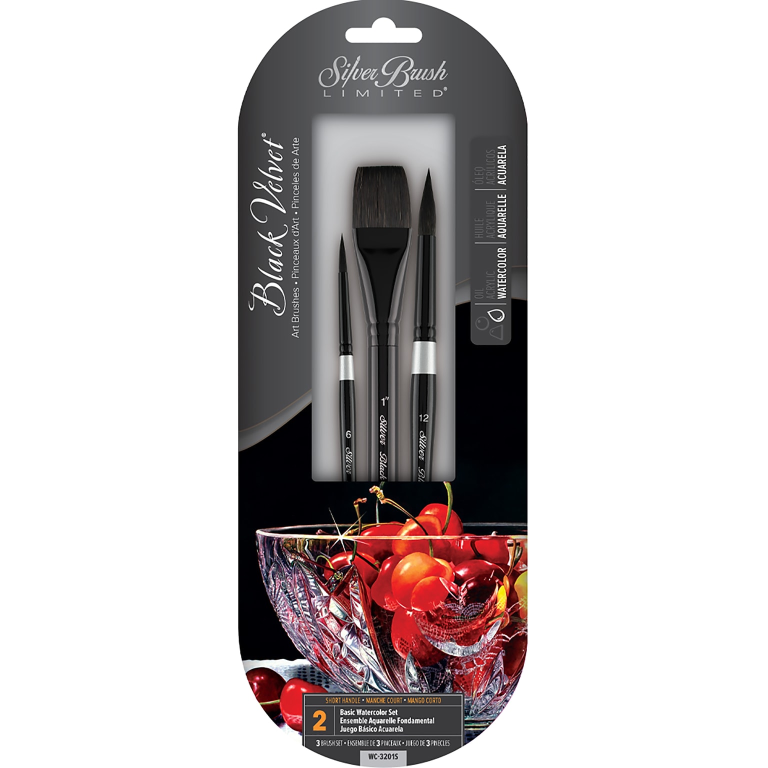 Silver Brush Black Velvet BEST Basic Brush Pack, 3/Pack (SLVWC3201S)