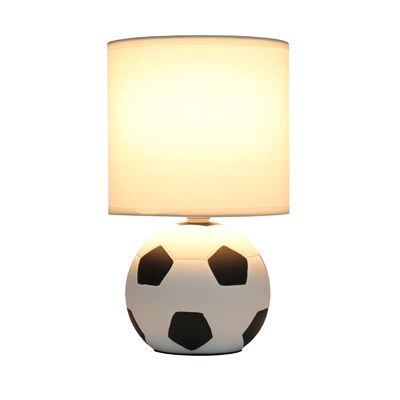 Simple Designs SportsLite Mini Soccer 10.7 LED Table Lamp, White/Black (LT2121-SCR)