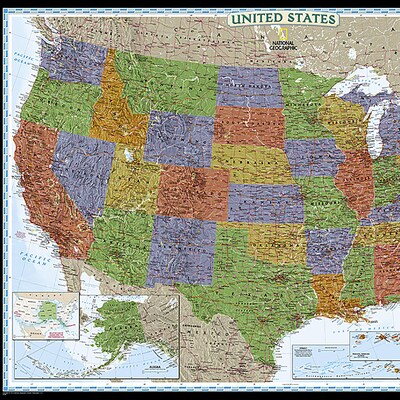 National Geographic United States Decorator Map, Enlarged and Laminated, 43.5 x 30.5 (NGMRE0062208