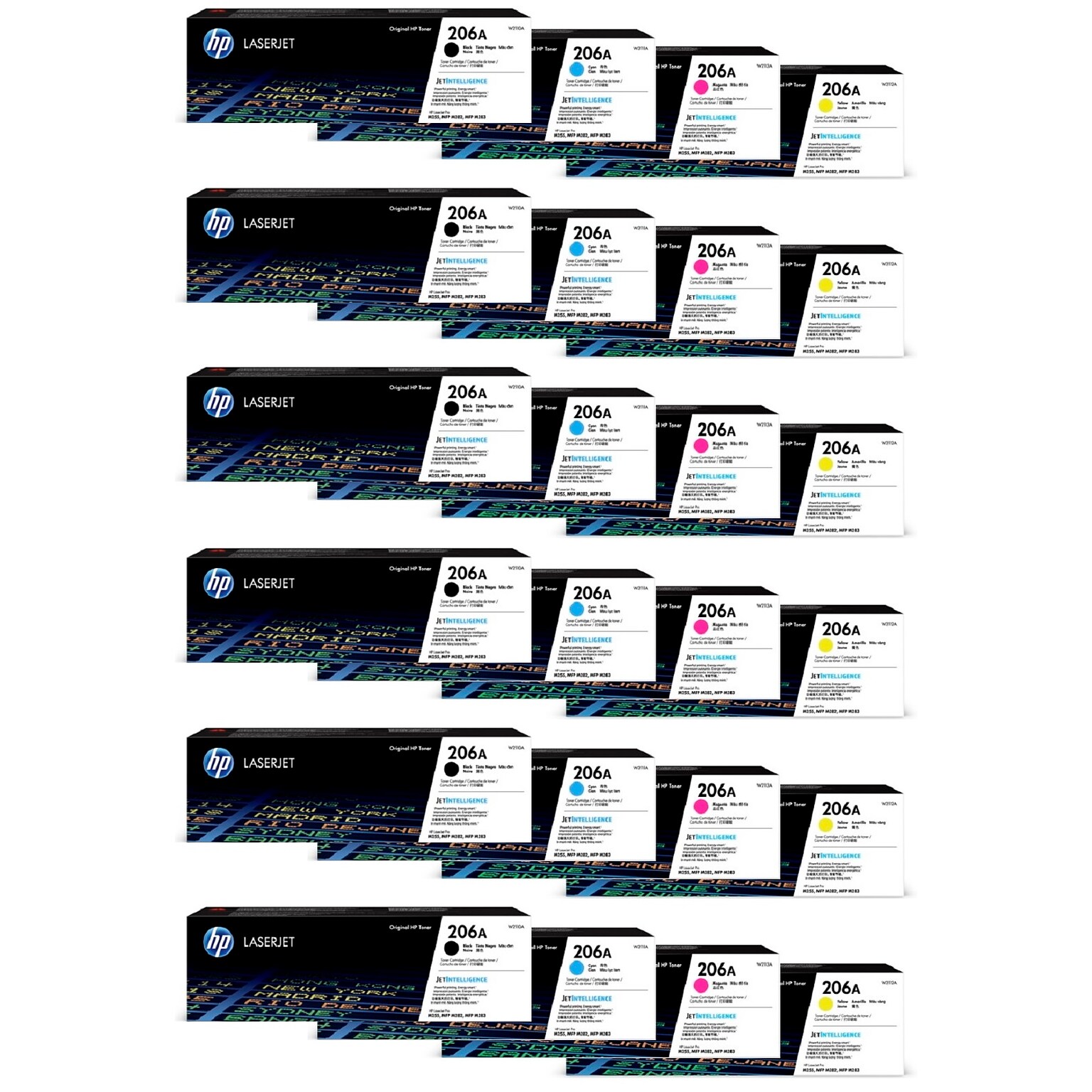 HP 206A Black/Cyan/Magenta/Yellow Standard Yield Toner Cartridge Set, 6/Pack (HP206A6SETS-STP)
