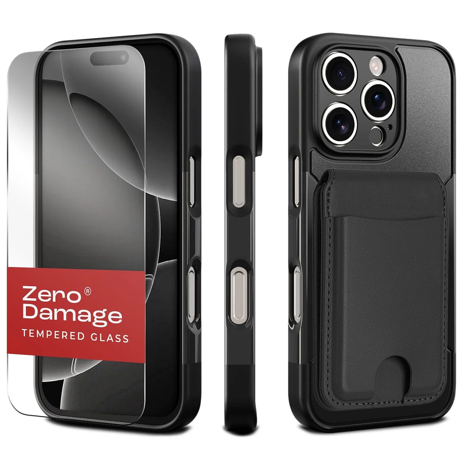 SaharaCase Classic Scorpion Case and Tempered Glass Kit with MagSafe Wallet Bundle for iPhone 16 Pro, Scorpion Black, (CP00687)