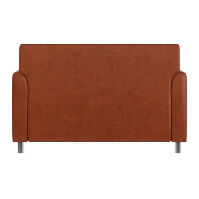 Flash Furniture Hercules Diplomat LeatherSoft Loveseat, Cognac/Chrome Legs (BT8272CGCHR)