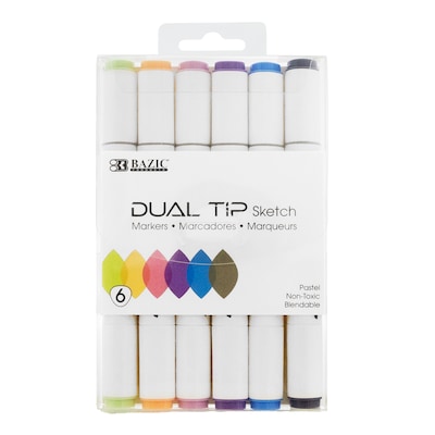 Bazic Alcohol-Based Marker, Twin Tip, Assorted Colors, 6/Pack, 3 Packs/Bundle (BAZ1231-3)