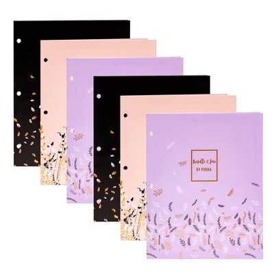 Pukka Pad Rochelle & Jess 3-Hole Punched 2-Pocket Portfolio Folders, Assorted Colors, 6/Pack (9108-ROC)