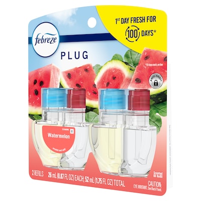 Febreze Plug In Oil Warmer Refill, Watermelon Scent, 0.87 oz., 2/Pack (11425)